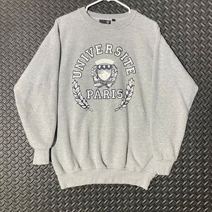 Vintage Universite Paris Sorbonne Gray Casual Wear Pullover Sweater Men's XL